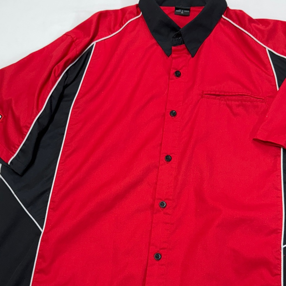 Simpson NASCAR Men's Red and Black Casual Button Down Shirt